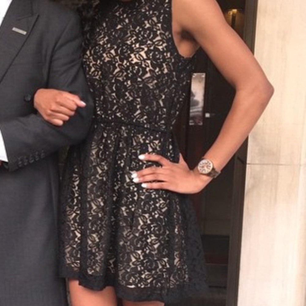 Black & cream lace dress